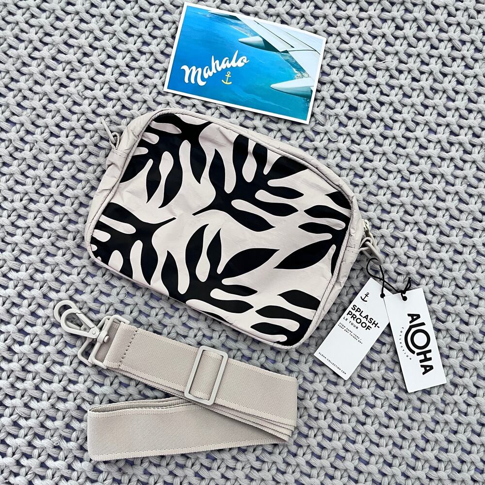 Aloha Collection• LE TOUR OLA Cross Body Bag Purse Black On Sandstone - Picture 9 of 12